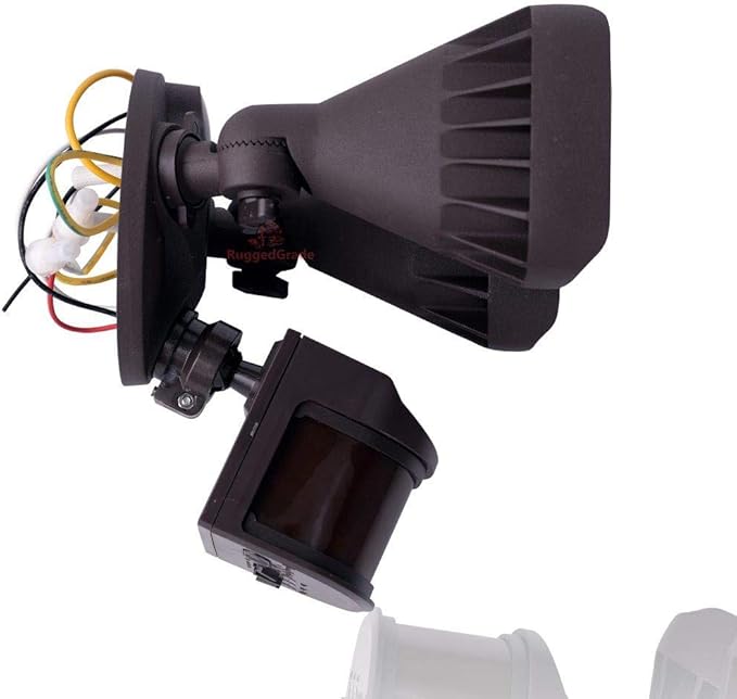 RuggedGrade 20W Turin II Series LED Security Light - LED Motion Sensor Flood Light - 2,400 Lumens - 240° Sensor - 3000K Warm White - Bronze Housing - Outdoor LED Light - DLC 5.1 Premium