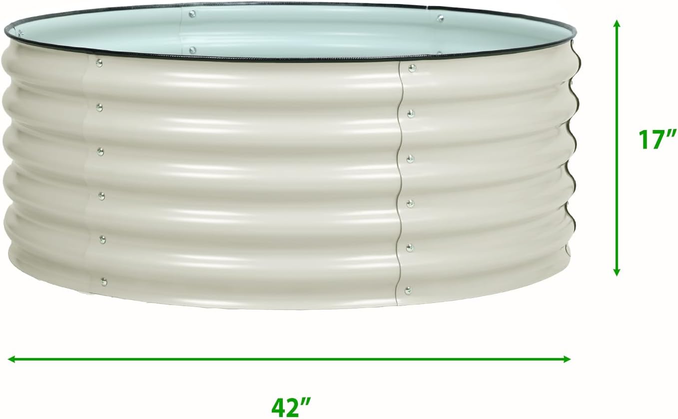 BPS Metal Raised Garden Bed, 3.5FT Diameter Galvanized Planter Raised Garden Boxes for Flower Planters, Vegetables Herb