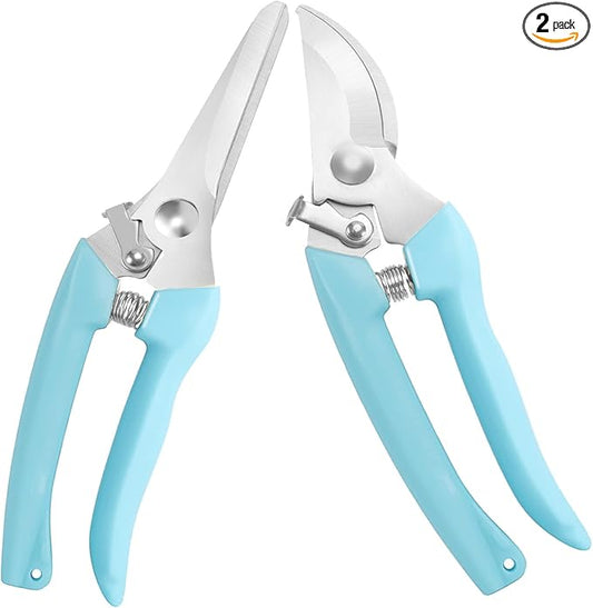 Premium Garden Shears, Pruning Scissors Gardening Tools, Pruners For Flower, Bushes, Rose And Fruit Tree, Use For Florist, Yard And Orchard the Plant Clippers, Sharp White Steel Anvil Snips