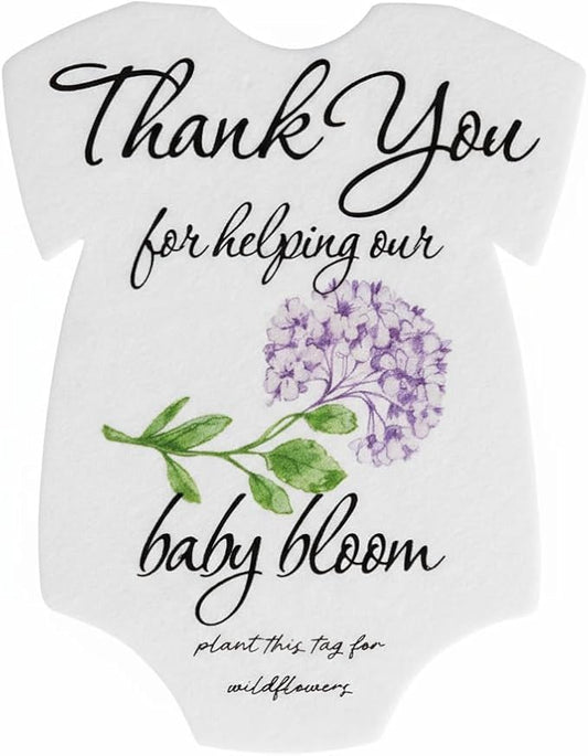 Onesie Seed Paper – 15 Hydrangea Baby Shower Favors for Guests with Wildflower Seeds, Writable & Plantable, Baby Shower Gifts for Guest