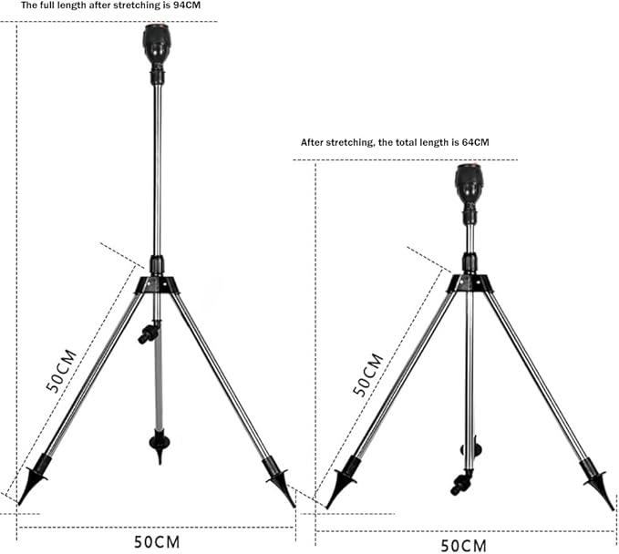 Impact Tripod Sprinkler, Rotating Tripod Sprinkler,360‑Degree Automatic Rotating Irrigation Watering, Tripod Telescopic Support for Lawn (1 PCS)