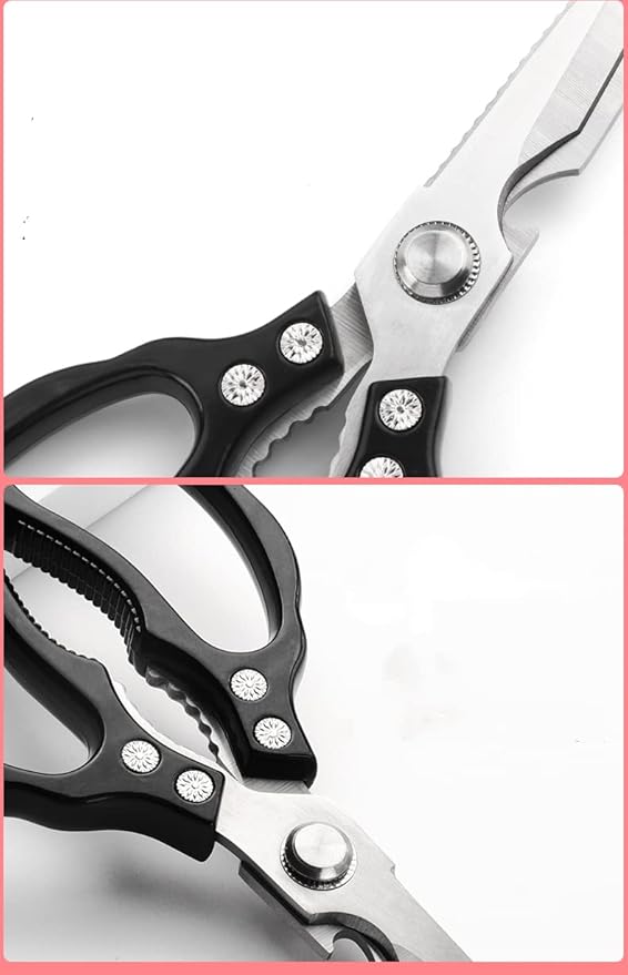 Heavy Duty Sharp Kitchen Scissors, Dishwasher Safe, Cooking Shears for Meat, Chicken, Fish, Poultry, Herb, Bread (Black)