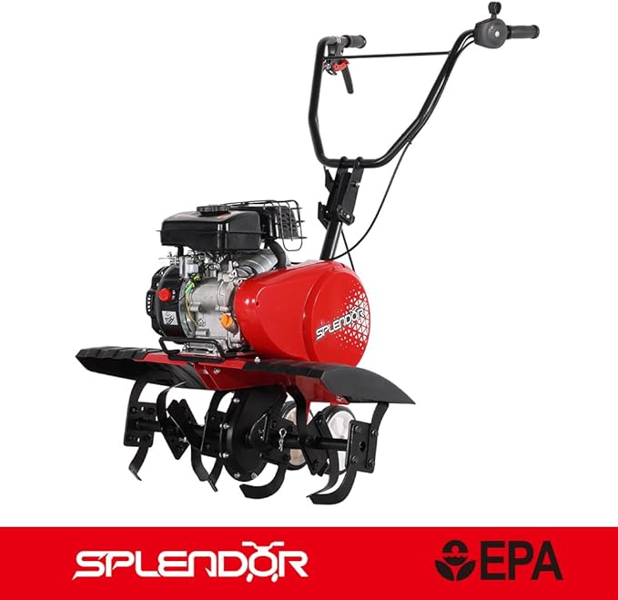 SPLENDOR 4-Cycle Gas Powered Tiller 79cc with Handle and Width Adjustable 24in