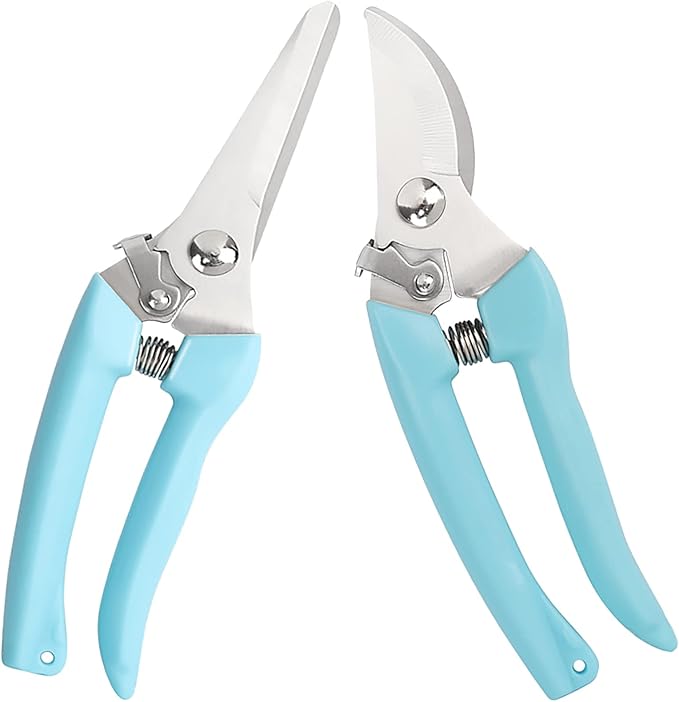 Premium Garden Shears, Pruning Scissors Gardening Tools, Pruners For Flower, Bushes, Rose And Fruit Tree, Use For Florist, Yard And Orchard the Plant Clippers, Sharp White Steel Anvil Snips