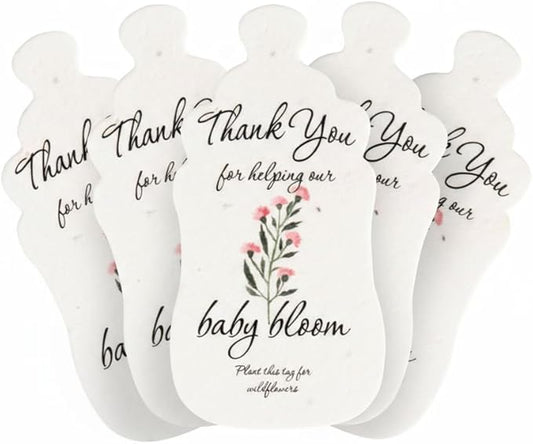 Baby Bottle Shaped Seed Paper – 5 Pink Baby Shower Favors for Guests with Wildflower Seeds, Writable & Plantable, Gender Reveal, Birthday Gifts for Guest