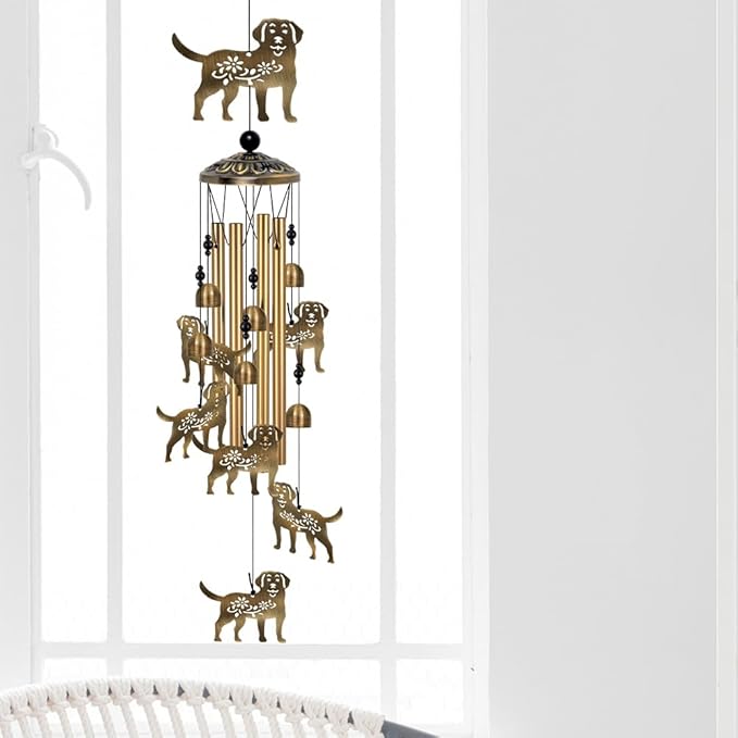 Outdoor Dog Wind Chimes Decor, Portable Wind Chime, Mobile Wind Catcher, Memorial Wind Bells with 7Dogs for Home, Yard, Patio, Trees, Garden Decoration, Valentines Gift, Festival Gift for Mom