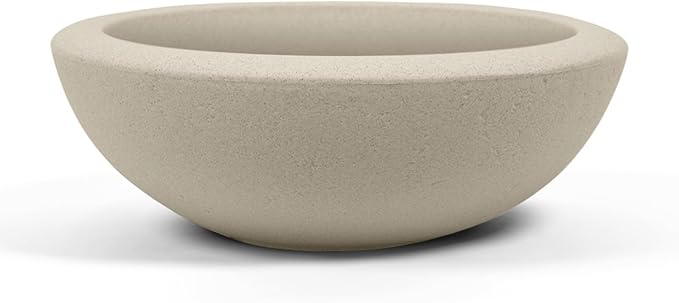 ARBORA 21" Santorini Bowl Polyresin Indoor and Outdoor Planter with Classic Cream Finish - Durable, Weatherproof, Lightweight, Large Plant Pot for Patio, Garden, Deck, Entryway