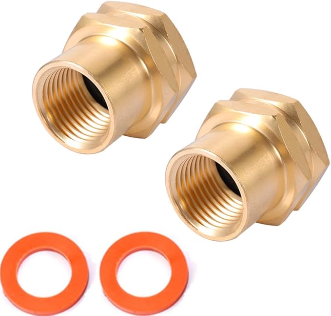 Brass Garden Hose Adapter, 3/4”GHT Female x 1/2”NPT Female Connector,GHT to NPT Adapter Brass Fitting,Brass Garden Hose to Pipe Fittings Connect 2pcs