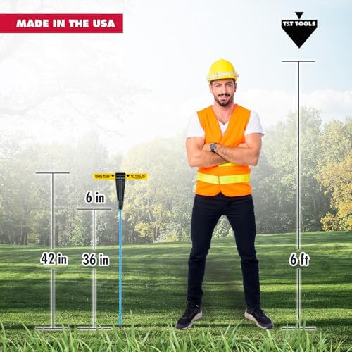 T&T Tools 42-Inch Mighty Probe Insulated Soil Probe – 3/8" Hex Rod Heavy Duty Steel T-Handle Probe for Landscaping, Utility Locating, Soil Testing & Wastewater, USA Made – 6 Pack