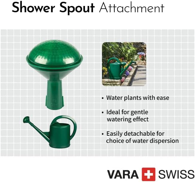 Consolidated Plastics Durable Swiss Watering Can with UV Protection, Ergonomic Handle for Indoor/Outdoor Gardening, Made in Switzerland (12 Liter, Green)