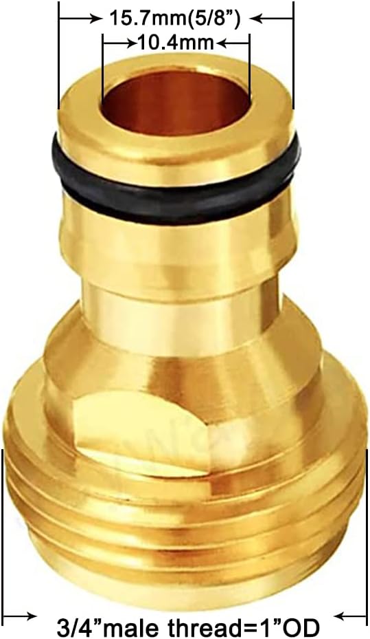 Joywayus 3/4” GHT Male Garden Hose Quick Connect Adapter Brass Connect Fitting(Pack of 4)