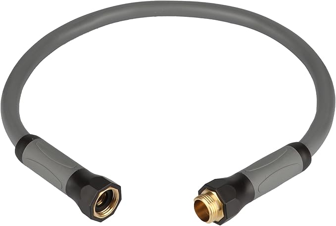 YOTOO Heavy Duty Hybrid Garden Lead in Water Hose 5/8-Inch by 1.28-Feet 150 PSI, Kink Resistant, All-Weather Flexible with Swivel Grip Handle and 3/4" GHT Solid Brass Fittings, Gray