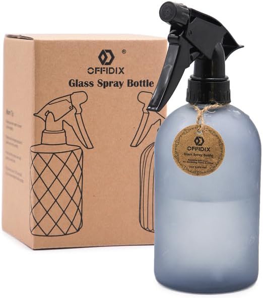 OFFIDIX Glass Spray Bottle, Fine Mist Plant Mister, Handheld Pressure Watering Can,Adjustable Nozzle Glass Spray Bottle,Handheld Spray Bottles for Garden Plants Cleaning Solutions(Gray)