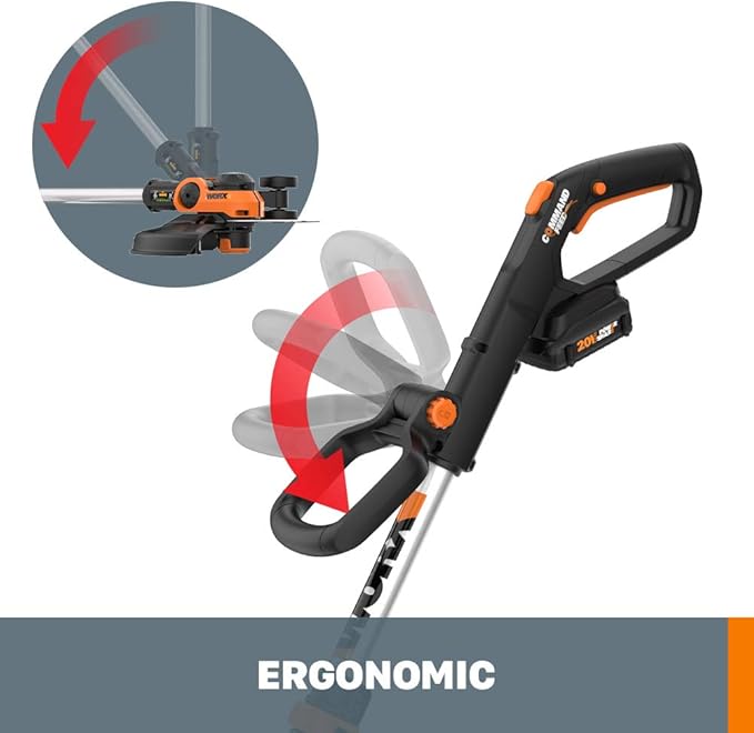 Worx String Trimmer Cordless GT3.0 20V PowerShare 12" Edger & Weed Trimmer (2 Batteries & Charger Included) WG163