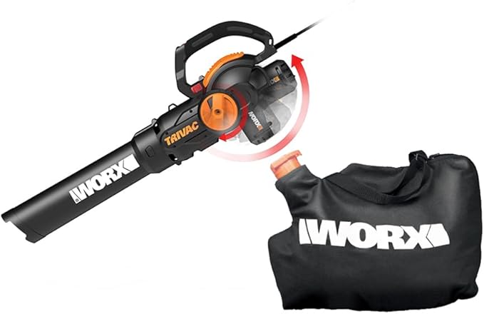 WORX WG512 12 Amp Trivac, 3 in 1 Electric Leaf Blower, Leaf Vacuum & Leaf Mulcher for Lawn Care