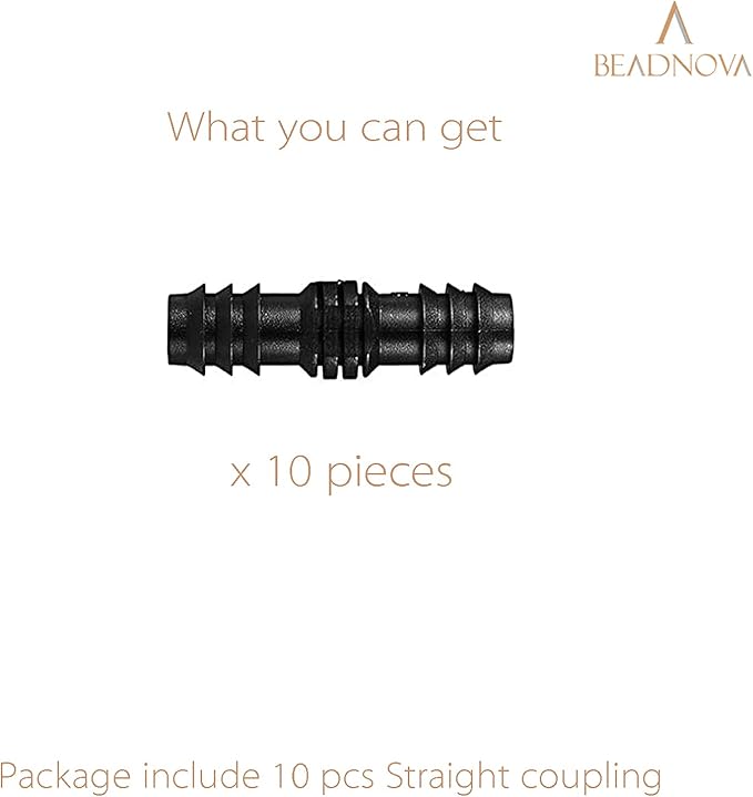 BEADNOVA Drip Irrigation Parts 10 Pcs 1/2 Inch Barbed Straight Couplings Fittings Drip Line Connectors for 1/2 Inch Irrigation Tubing Garden Watering System (10pcs)