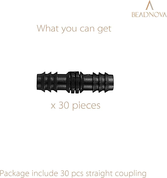 BEADNOVA Drip Irrigation Connectors 30 Pcs 1/2 Inch Barbed Straight Couplings Irrigation Connectors for 1/2 Inch Drip Tubing Water Tubing Gardening Supplies (30pcs)