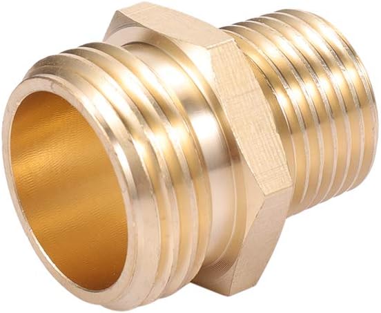 3/4”GHT Male x 1/2”NPT Male Connector,Brass Garden Hose Adapter,Brass Garden Hose to Pipe NPT Fitting Connect,Double Male Thread Size GHT 3/4 x 1/2 NPT 2pcs