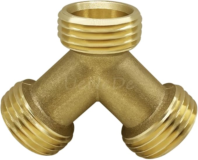 2PCS Garden Hose Splitter Brass 3/4" GHT Male Thread Heavy Duty 2 Way Y Connector Garden Hose Adapter for Backyard Water Tap, Outlet, & Spigot