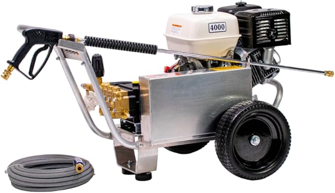 Pressure-Pro Eagle II EB4040HG Series 4000 PSI Cold Water Pressure Washer, 4.0 GPM, GX390 Engine, Includes Spray Gun and Extension Wand, 5 QC Nozzle Tips, 3/8-inch x 50-Foot Non-Marking Hose