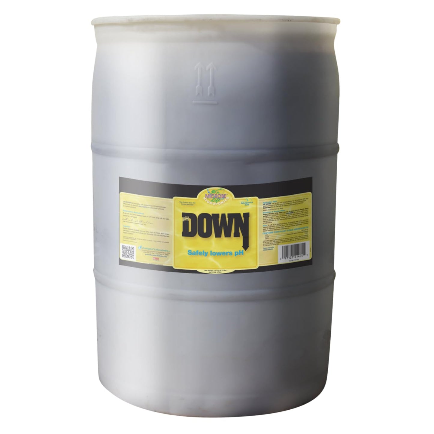 Microbe Life Hydroponics pH Down pH Control Liquid, Premium Buffering for pH Stability, Decreases pH Levels, Use with Any Feeding Systems Including Hydroponics or Soil, 55 Gallons