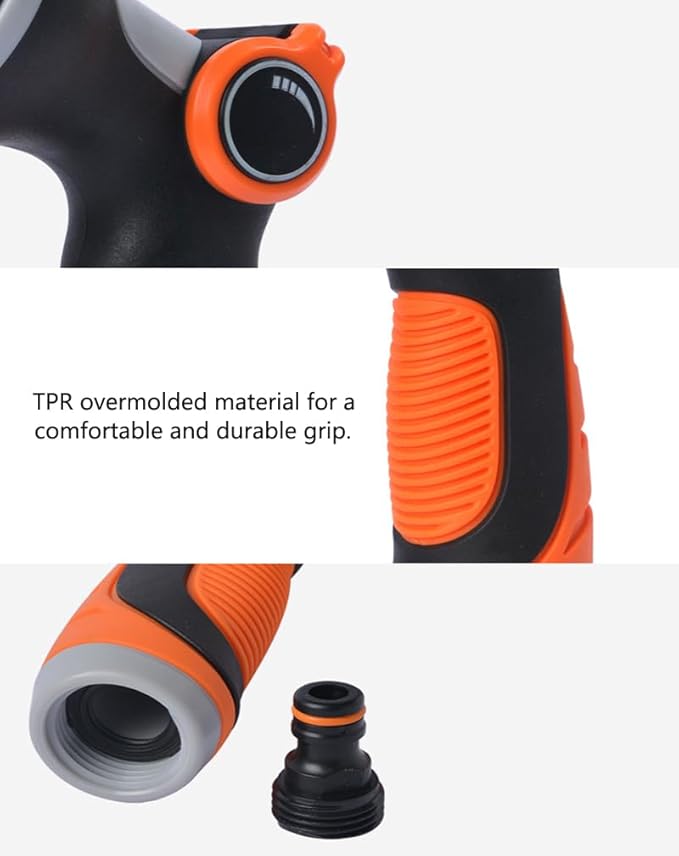 Garden Hose Nozzle Sprayer with 10 Spray Patterns & Thumb Control Valve - Ideal for Pet Showering, Garden Watering, Cleaning, Car Washing & Lawn Greening