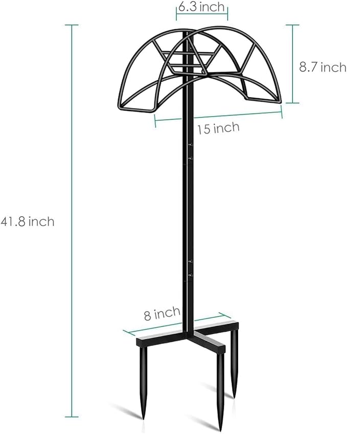 TomCare Garden Hose Holder Detachable Metal Water Hose Holder Holds 150 FT Hoses Free Standing Hose Hanger Stand Heavy Duty Garden Storage Rack for Outside Yard Lawn, Black