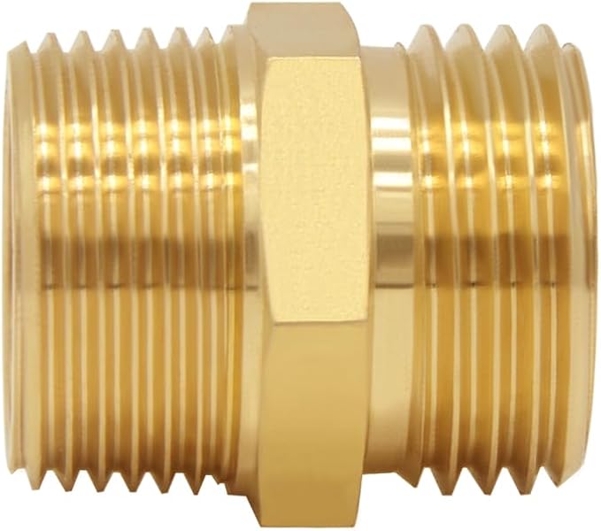 2PCS Brass Garden Hose Adapter 3/4"GHT Male to 3/4"NPT Male Thread Reducer Water Hose Nipple Reducing Convert Pipe Fittings Connector