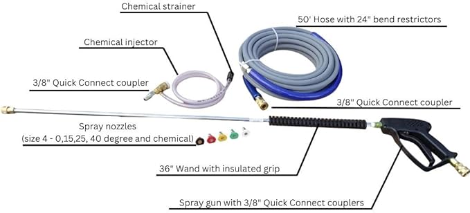 Pressure-Pro Eagle II EB4040HG Series 4000 PSI Cold Water Pressure Washer, 4.0 GPM, GX390 Engine, Includes Spray Gun and Extension Wand, 5 QC Nozzle Tips, 3/8-inch x 50-Foot Non-Marking Hose