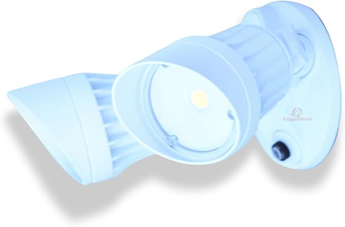 RuggedGrade 20W Lacuna II Series LED Flood Light - 2,400 Lumens - 5000K Bright White - White Housing - Outdoor LED Light - DLC 5.1 Premium