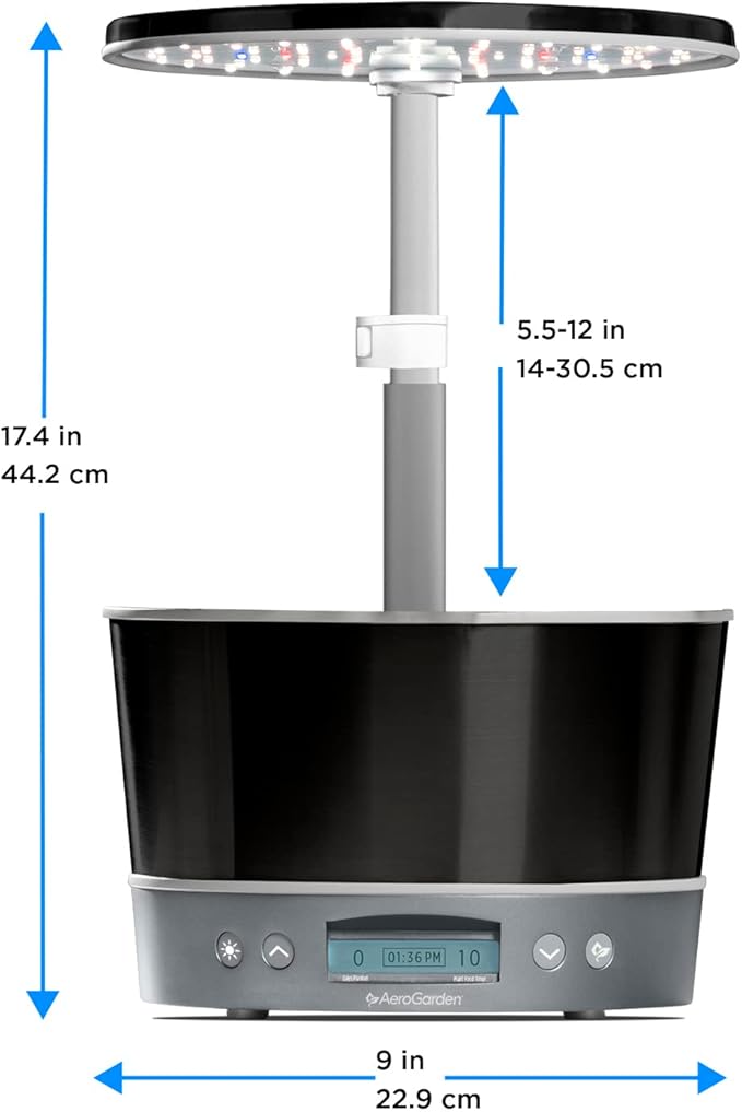 AeroGarden Harvest Elite 360 Indoor Garden Hydroponic System with LED Grow Light and Herb Kit, Holds up to 6 Pods, Platinum