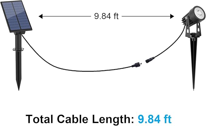 APONUO Metal Solar Spot Lights Outdoor with 9.8ft Cable Solar Powered Landscape Lighting Low Voltage IP65 Waterproof Auto On/Off for Outside Garden Yard Landscape Pathway Garage-Cool White(1-in-1)