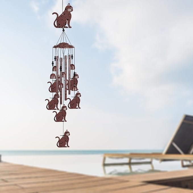 Cats Wind Chimes Outdoor/Indoor Decoration -Hand-Made Cats Wind Catcher, Music Wind Chimes, Cat Chimes, Blessing Wind Chime, Mobile Cat Wind Bells Gifts for Mom,Home,Balcony,Tree,Festival,Garden Decor