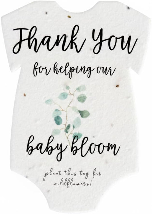 Onesie Seed Paper – 15 Green Baby Shower Favors for Guests with Wildflower Seeds, Writable & Plantable, Baby Shower Gifts for Guest