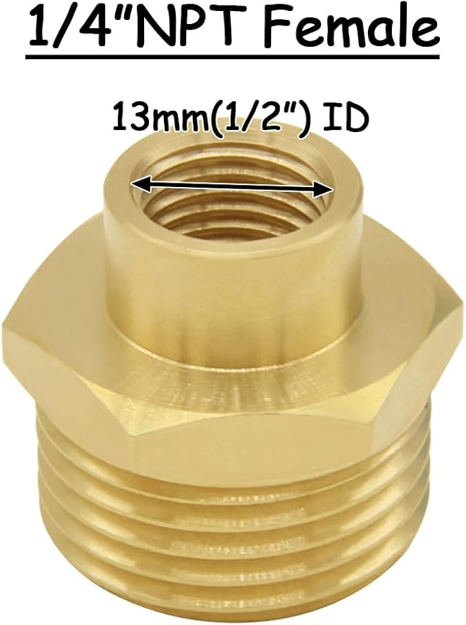 2PCS Brass Garden Hose Adapter 3/4"GHT Male to 1/4"NPT Female Thread Reducer Water Hose Nipple Reducing Convert Pipe Fittings Connector