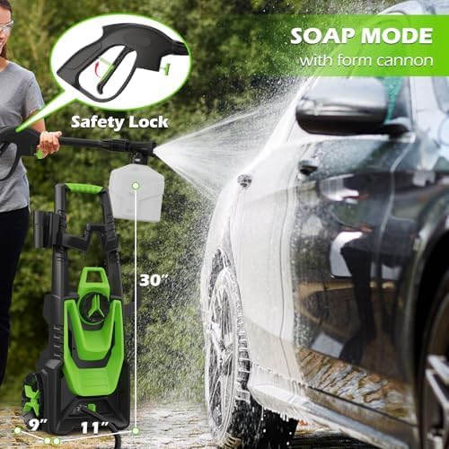 Pressure Washer -5000PSI Power Washer 500ML Foam Canno with Pressure Washers 4 Quick Connect Nozzles for Cars Patios Driveway