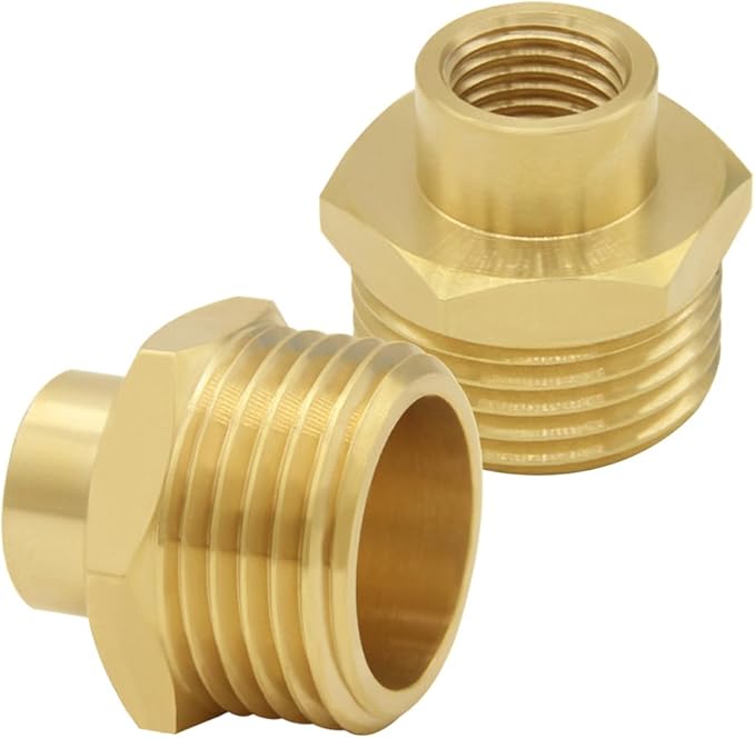 2PCS Brass Garden Hose Adapter 3/4"GHT Male to 1/4"NPT Female Thread Reducer Water Hose Nipple Reducing Convert Pipe Fittings Connector