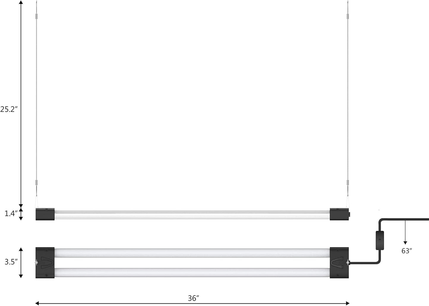 DYMOND BoostGro LED Grow Light Full Spectrum 5000K Daylight + 660nm Red Linkable Indoor Plant Lighting Fixture (3 FT, Black)