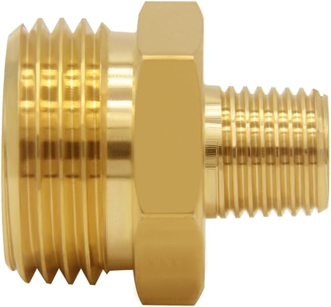2PCS Brass Garden Hose Adapter 3/4"GHT Male to 1/4"NPT Male Thread Reducer Water Hose Nipple Reducing Convert Pipe Fittings Connector