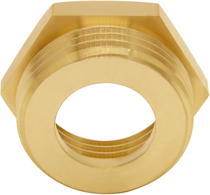 Brass Garden Hose Bushing 3/4"GHT Female to 1"NPT Male Thread Reducer Adapter Water Hose Nipple Reducing Convert Pipe Fittings Connector