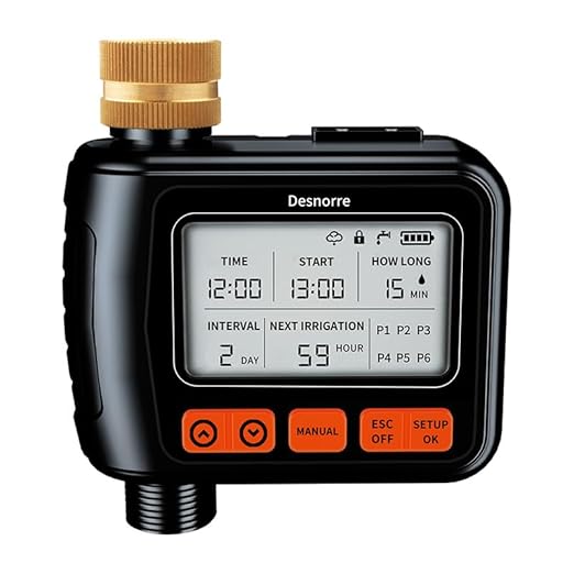 Sprinkler Timer, Programmable Hose Timers for Watering with Brass Swivel, Digital Irrigation Controller System with Rain Delay/Manual Mode/Automatic Watering for Gardens, Lawns, and Hose Systems
