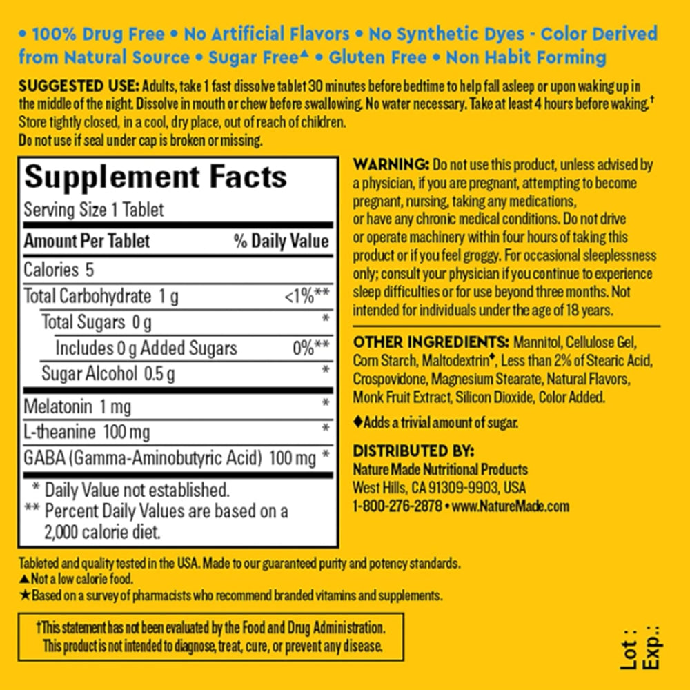 Nature Made Wellblends Back To Sleep 3 in 1 - 40 Fast Dissolve Tablets