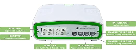 Automatic Watering Drip Irrigation Kit for 20 Plants with Dual Digital Programmable Water Timer, Indoor Automatic Watering System for Houseplants