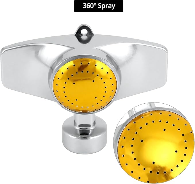 QWORK 2 Pack 360 Degree Metal Spot Sprinkler, Heavy-Duty Circular Design with Adjustable Water Flow, Up to 30-Feet Coverage for Lawns, Gardens & More