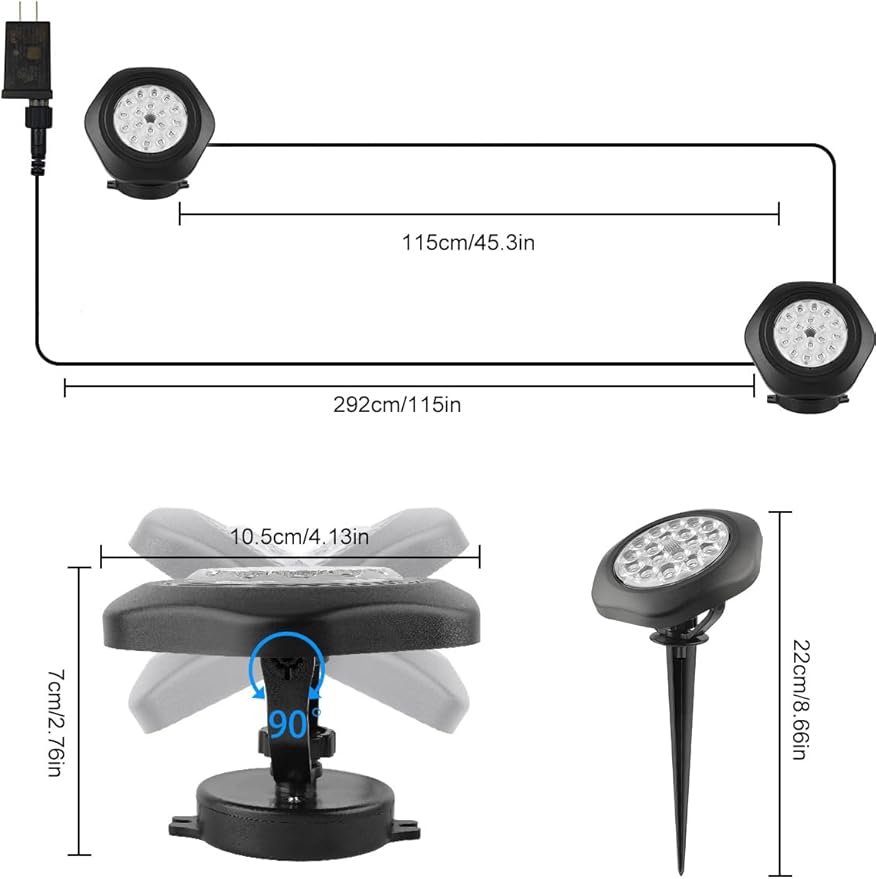 RGB Underwater Pond Lights, Super Bright 18 LED Submersible Fountain Lights Color Changing Spotlights, Bluetooth APP Control IP68 Waterproof for Fish Aquarium Tank Garden Yard Pool(Set of 2)