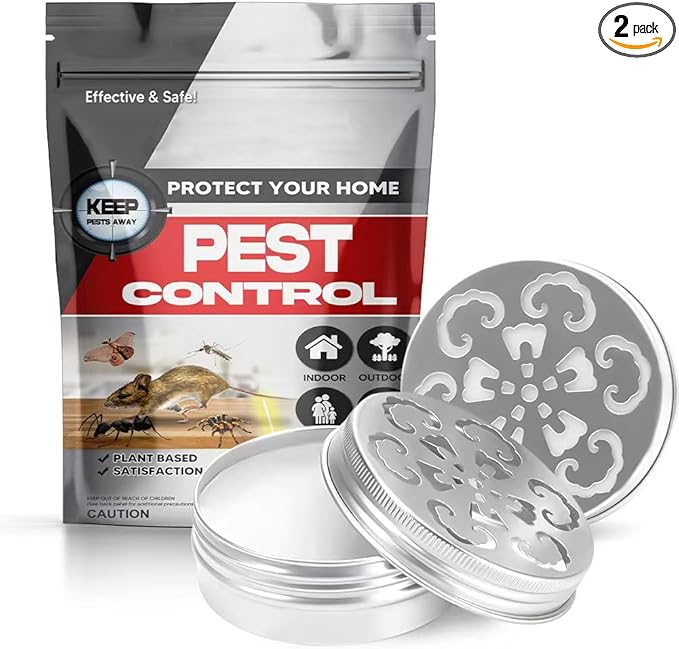 Pest Repellent, Rodent Repellent for Car Engines, Mouse Repellent, Keep Rodent, Roach, Mouse, Moth and Spider Away from House, Safe Around Kids, Pets & Plants, 120 sq ft Coverage - 2P