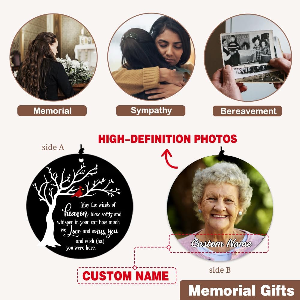 Personalized 36" Memorial Wind Chimes for Outside, Sympathy and Bereavement Gift for Loss of Loved One, A Thoughtful Remembrance of Mother, Father or Husband for Garden and Patio