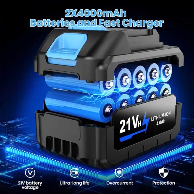 2025 Upgraded Leaf Blower Cordless - 800,000 RPM with 2 x 4.0Ah Batteries and Charger Electric Blowers for Lawn Care Yard Garage Leaves Dust or Snow Outdoor Tidying Portable Leaf Blower