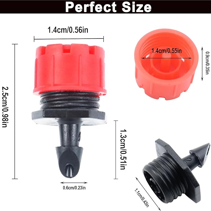 150 Pcs Adjustable Micro Drip Irrigation Sprinklers 1/4 Inch Universal 8-Hole Flow Dripper Garden Irrigation Nozzles for 4mm/7mm Tube Watering System (Red)