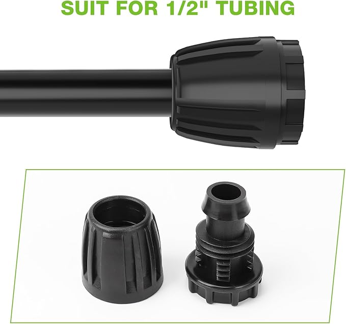 Bonviee 10 Pack 1/2” Drip Irrigation End Cap Connectors, Barbed Lock End Plug Fittings for 1/2 Inch Tubing, Leak-Proof Closure for Garden Hose Drip Line Termination, Easy No-Leak Installation